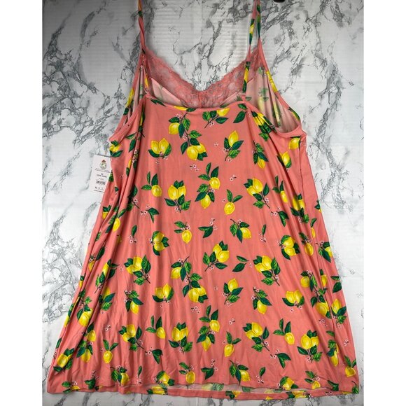 Joyspun Womens 3X Knit Chemise gown With Lemons Print & Lace Trim - Picture 2 of 9